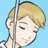 Pixelated anime-style icon of a person with short blonde hair, closed eyes, and a slight smile against light blue background.
