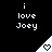 Black background with white pixelated text 'i love Joey' repeated in a , each containing a triangular signal icon with a heart symbol that changes from solid to outline