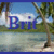 Pixelated landscape with blue text 'Brit' overlaid on a scene featuring water, trees, and sky.