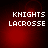 Four identical display 'KNIGHTS LACROSSE' text over a red gradient background with subtle light effects