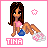 Pixel art animation of a female character named Tina in various poses with pink sparkles and text, displayed as a contact sheet of five frames.