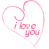Two side-by-side pixelated heart-shaped icons with "i love you" text, one on white background and one on pink background.