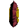 A 4x3 contact sheet of a pixelated animated icon showing a maroon pentagonal shape with yellow @ symbol rotating through multiple angles against a gray background.