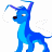 A 48x48 pixel animated buddy icon featuring a blue cartoon dog on the left and green text reading "Original Icons .com" on the right, displayed as a contact sheet with two frames.