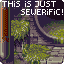Pixel art image with text "THIS IS JUST SEWERiFiC!" over a dark background featuring green foliage and brown vertical structures.