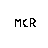 Animated sequence showing 'MCR' text with red and black pixelated elements forming heart shapes around it, transitioning through multiple states of animation.
