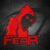 Red hooded figure with black face and glowing red eyes, standing against dark gray background with 'FEAR' text below.