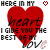 Animated contact sheet of six frames showing a red heart icon with text variations, each frame displaying different lettering and transparency effects on the word 'heart' within the heart shape.
