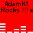 Red background with black text "Adam K1 Rocks !!! xRocks !!! x" and white horizontal bars in two , animated to shift positions