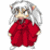 Pixelated anime-style character in red robe standing upright on left, then falling backward with star effect on right within a contact sheet frame.
