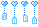 Pixelated blue heart icons with white letters S, A, R hanging from dotted lines on a gray background.