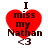 Red heart-shaped icon with text "I miss my Nathan <3" in dark brown letters, four identical frames showing slight pixel variation.