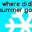 Static pixel art image with cyan background, white snowflakes, and black text repeating 'where did summer go' in two