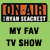 Green background with orange and black text reading 'DREAM INFINI SEACREST' above 'MY FAV TV SHOW RYAN SEACREST MY FAV HOST' and a photo of a smiling man in a light blue shirt.