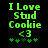 Green pixelated text and symbols on black background with two variations of star arrangement below heart symbol.