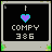 14 identical black square icons with gray borders, each displaying a pixelated heart above 'COMPY' and '386' text in white