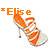 Pixelated image of a stylized figure with orange and brown tones, featuring text 'Eise' above the head against a light background.