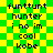 Green and yellow checkered background with repeated text in black pixelated font, showing identical static content across all visible frames