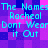Pixelated text in cyan reads "The Names Racheal Dont Wear it Out" on a purple and pink pixelated background.