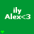 Green background with white text 'ily Alex<3' and green heart symbols in various positions