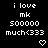 Black background displays white text 'i love mk 50000 much<333' with a heart symbol that changes from solid to outline in the first 's rightmost position
