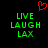 Red pixelated heart symbol above green text reading LIVE LAUGH LAX on black background.