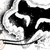 Black and white pixelated icon with abstract shapes and curved lines forming a dynamic composition against a white background.
