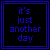 A 3x2 contact sheet of five animated frames showing a blue pixelated text icon with the phrase "it's just another day" on black backgrounds, each frame bordered by blue outlines in varying thicknesses and colors.