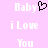 Pixelated text 'Baby i Love You' with a black heart symbol on pink background, displayed in two identical side-by-side