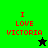 Green and black pixelated background with red text 'I LOVE VICTORIA' and a star symbol changing from black to green.