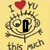 Yellow background with repeated 'I ❤️ YU' text and a central spiral design, featuring changing orange text overlays.