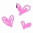 Pixelated pink hearts float around black text reading 'i love you' on a white background with a gray corner.