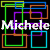 four identical featuring overlapping neon-colored rectangles on a black background with repeated white text