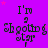 Purple background with pink stars and repeated text 'I'm Sh gotting star' in black pixelated font arranged in a pattern