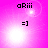 Pixelated pink background with white light effects and black text 'oRiii' above '=]' in four sections