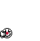 Pixelated chat icon with red dot and white shape on gray background, showing sequential animation frames of a hand gesture.