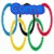 Olympic rings icon with text overlays reading 'Come To The Olympi Party!'