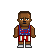Pixelated character in blue and red wrestling singlet with white accents, standing against gray background.