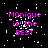 Pixelated text 'Monique is the BEST' in bright pink on black background with white speckles, repeated across a