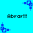 Pixelated blue and black icon with 'Abrar!!!' text on cyan background, featuring animated square patterns shifting between two states.