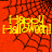 Red background with black spiderweb pattern and yellow 'Happy Halloween!' text in pixelated font.
