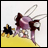 A 48x48 pixel buddy icon featuring a cartoon character with purple hair and white wings on the left, next to black background text reading "Anime IM" above "COM" on the right.