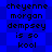 Blue background with repeating pixelated text reading 'cheyenne morgan dempsey is so kool' in black font, arranged in a pattern