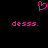A static pixel art image with a pink heart symbol above two identical lines of lowercase text on a black background.