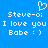 Blue background with white pixelated text and a heart symbol above the text.