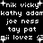 Black background with white pixelated text displaying repeated names and variations including 'nik vicky', 'kathy adan', 'joe ness', 'tay pat', 'mii lovez' with some characters having plus symbols or partial lettering.