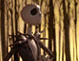 Animated sequence of skeletal character with large black eye sockets and thin limbs in various poses against forest, tree, and starry night backgrounds.