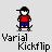 Pixel art character in red shirt and blue pants performing varial kickflip on skateboard with green wheels, shown in multiple animation frames.