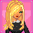 Pixel art contact sheet of a 7-frame animated icon featuring a blonde cartoon girl, her outfit details, and text phrases on pink star backgrounds.