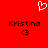 Red background with white pixelated heart symbol above two identical black text blocks reading 'Kristina' and '<3'.